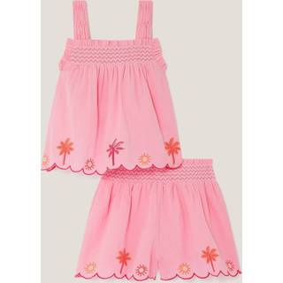 Monsoon Monsoon Pink Palm Embroidered Top & Shorts Set