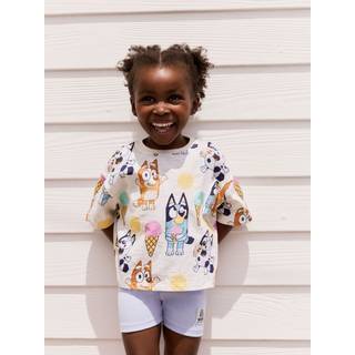 Next Ecru Bluey Short Sleeve T-Shirt and Cycle Shorts Set (3mths-7yrs)