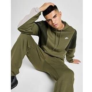 Nike Club Fleece Colour Block Hoodie, Olive - S