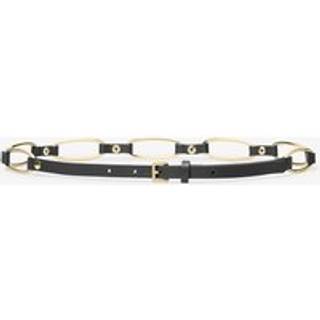 MK Chain Link Leather Belt - Black - Michael Kors