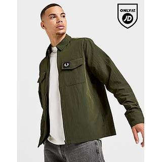 Fred Perry Badge Overshirt, Olive - XL