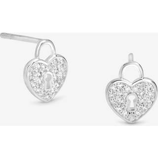 Simply Silver Simply Silver 925 Sterling Silver Pave Padlock Heart Stud Earrings