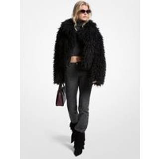 MK Cropped Faux Fur Jacket - Black - Michael Kors - XL