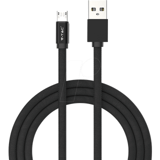 1M Micro USB Fletkabel - Bomuldsstof, Sort (Ruby Serie)