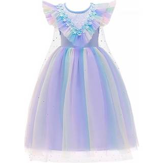 Dressy Daisy Girls Unicorn Fancy f?dselsdagsfest Bl? tylkjole-konkurrence Prinsessekostume med kappe str. 8