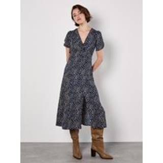 Apricot Apricot Blue Tie Front Animal Mono Print Dress - EU 44 (UK 16)