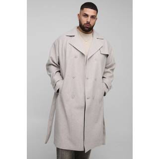 Mens Stone Plus Oversized Double Breasted Trench Overcoat
