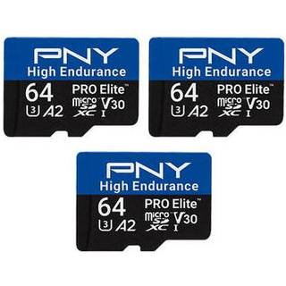PNY PRO Elite High Endurance microSD-kort 64 GB (pakke 3)