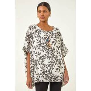 Roman Roman Leaf Print Necklace Detail Tunic Top