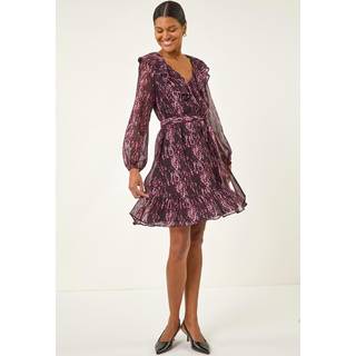 Roman Roman Kjole med Dyreprint og flæser og V-hals - 48