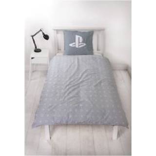 Sengetøj - 140x200 cm - Gråt sengesæt - PlayStation sengetøj i 100% bomuld - Vendbart design