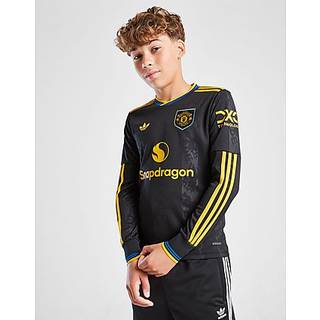 25/26 Manchester United langærmet tredjetrøje til børn - Black - 164