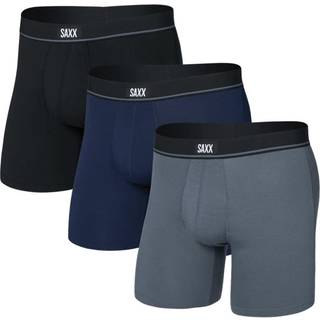 Saxx Essential Cotton Boxer Brief Fly 3-Pack Hverdagsundertøj Herrer størrelse S farve blå/sort