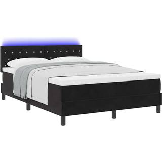Box Spring Seng Med Hovedgærde Sort 160 X 200 Cm Fløjl
