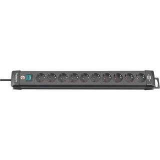 Brennenstuhl Premium stikdåse m. 10 udtag, schuko & 3 m. kabel - Sort