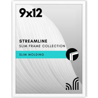 AmericanFlat 9x12 Billedramme med knust -resistent glas - Streamline Collection - tynd grænsefotosamme til væg og bordplade - hængende hardware o