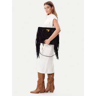 MK Hamilton Moderne Large Fringed Suede Satchel - Black - Michael Kors - ONE SIZE