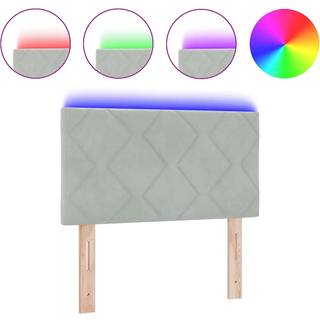 Led-sengegavl Med Led -strimmellys Lysegrå 80 Cm Fløjl