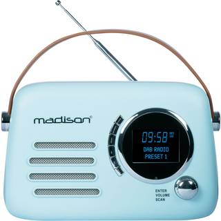 Madison Retro Radio m. Bluetooth, FM og DAB (Lyseblå)