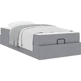 Sengestel Med Madras Lysegrå 90 X 200 Cm Stof