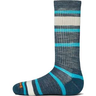 Smartwool Kids' Hike Light Cushion Striped Crew Socks Twilight Blue, 33-36