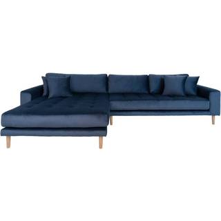 Lido lounge sofa med 4 puder, venstrevendt, velour, mørkeblå