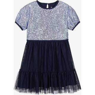 Billieblush Billieblush Pailletter Festkjole Sort Med Mesh Nederdel - 104110cm