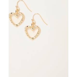 Fat Face FatFace Gold Tone Hammered Heart Drop Earrings