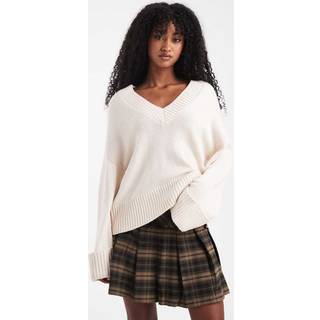 Gina Tricot-V-neck knitted sweater-Striktrøjer-Hvid-M-Dame