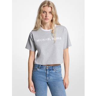 MK Appliquéd Cotton T-Shirt - Grey - Michael Kors - XXL