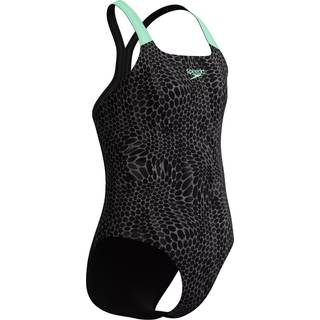 Girls Allover Powerback Swimsuit Black/Green