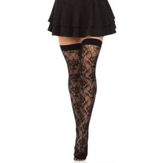 Leg Avenue Wild Rose Net Thigh Highs 6216 Black