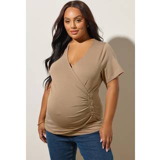 Yours Curve Yours Curve Brown Maternity Wrap Top