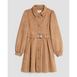 River Island River Island Brown Suedette Belted Skater Dress - 10 Yrs