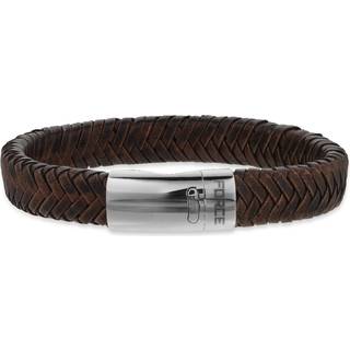 Scrouples Force armbånd brunt flettet læderarmbånd stål lås
