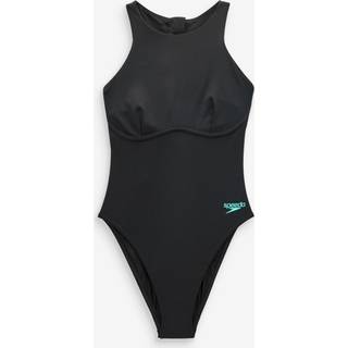 Women's Racer Zip Swimsuit with Swim Bra Black