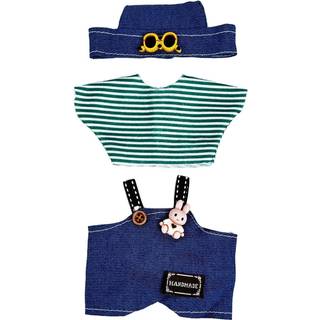 17 cm dukketj (INGEN dukke) Sde dukker outfittilbehr med hat + stribet top + seler Bukser Sm Kawaii tjst til dukker (stil 11)