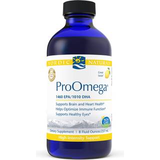 Nordic Naturals ProOmega Liquid Lemon Flavor - 8 oz - 2840 mg Omega-3 - Hjpotens fiskeolie med EPA & DHA - Fremmer hjerneje, hjerte og immunsun