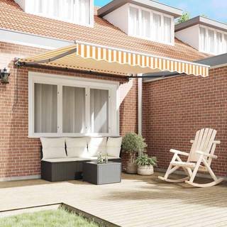 Udtrækkelig Markise Gul Og Hvid 300X250 Cm Stof