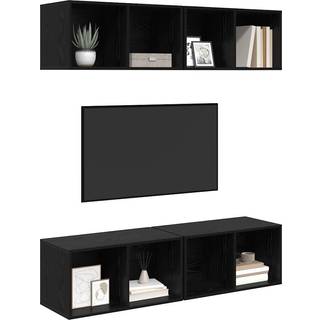 TV-møbelsæt 4 pcs Sort eg 37 x 37 x 72 cm Konstrueret træ