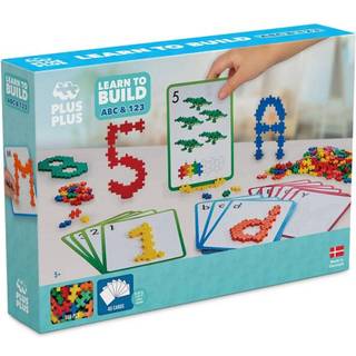 Plus Plus Learn to Build ABC og 123 - byggesæt med billedkort og specialbogstaver - 600 klodser