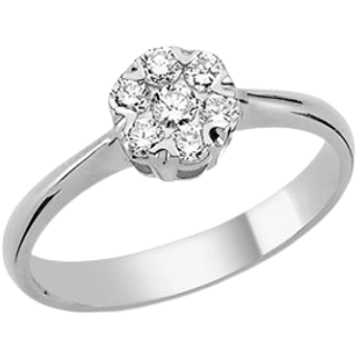 Flora Diamant Ring - 14 karat Hvidguld med Blomst af Diamanter 0,17 ct