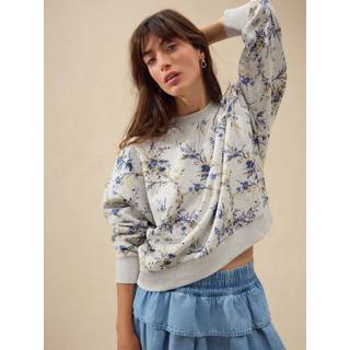 Next Grey Vintage Floral Print Supersoft Peached Essentials Crew Neck Seam Detail Sweatshirt