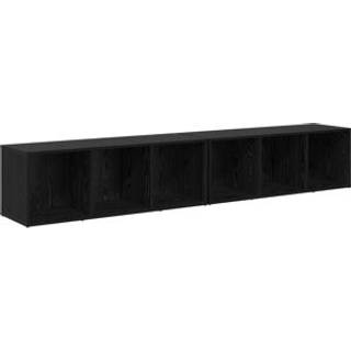 TV-møbelsæt 2 pcs Sort eg 37 x 35 x 107cm Konstrueret træ