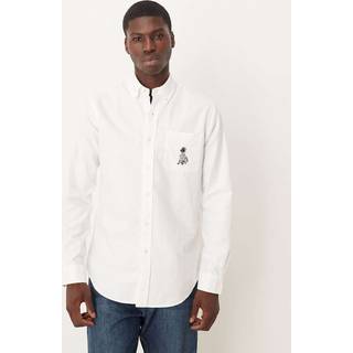 Polo Ralph Lauren Custom Fit Dog Pocket Oxford Shirt White Black Lab