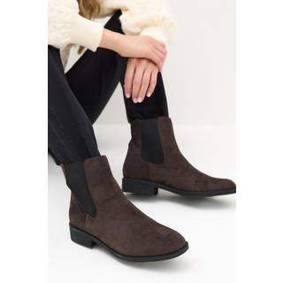 Lts Chocolate Brown Faux Suede Chelsea Ankle Boots In Standard Fit Standard > 7 Lts | Tall Women's Ankle Boots - Standard 7