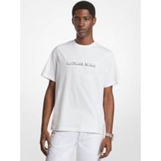 MK Logo Embossed Cotton Jersey T-Shirt - White - Michael Kors