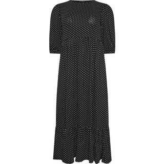 PixieGirl Petite PixieGirl Petite Black Spotted Short Sleeve Midi Dress - 14 P