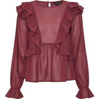 PixieGirl Petite PixieGirl Petite Red Petite Frill Shoulder Long Sleeve Blouse