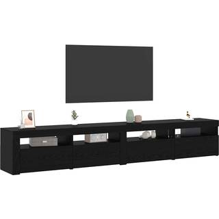 Tv Kabinet Sæt 3 Dele Sort Eg 240 X 35 X 40 Cm Konstrueret Træ